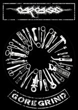 Load image into Gallery viewer, Carcass Goregrind Rocker Patch Battle Jacket Surgical Steel Blood Splatter Edition Cut-Off Denim