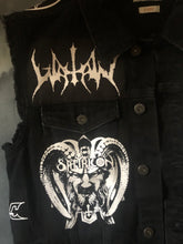 Load image into Gallery viewer, Black Metal Battle Jacket Cut-Off Denim Vest True Scandinavian XXL Superstrip Patch