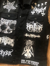 Load image into Gallery viewer, Black Metal Battle Jacket Cut-Off Denim Vest True Scandinavian XXL Superstrip Patch