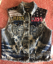 Load image into Gallery viewer, KISS Stars 'n' Stripes Denim Cut-Off Patch Jacket Love Gun Destroyer