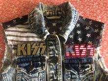 Load image into Gallery viewer, KISS Stars 'n' Stripes Denim Cut-Off Patch Jacket Love Gun Destroyer