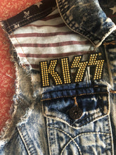 Load image into Gallery viewer, KISS Stars 'n' Stripes Denim Cut-Off Patch Jacket Love Gun Destroyer