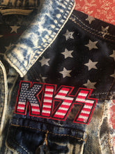Load image into Gallery viewer, KISS Stars 'n' Stripes Denim Cut-Off Patch Jacket Love Gun Destroyer