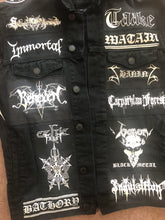 Load image into Gallery viewer, Black Metal Battle Jacket Cut-Off Denim Vest Hellhammer Satanic Rites Nargaroth Shining