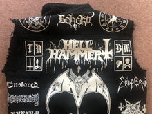 Load image into Gallery viewer, Black Metal Battle Jacket Cut-Off Denim Vest Hellhammer Satanic Rites Nargaroth Shining
