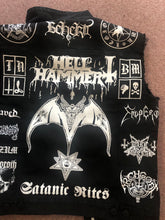 Load image into Gallery viewer, Black Metal Battle Jacket Cut-Off Denim Vest Hellhammer Satanic Rites Nargaroth Shining