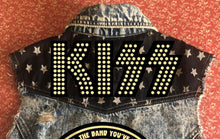 Load image into Gallery viewer, KISS Stars 'n' Stripes Denim Cut-Off Patch Jacket Love Gun Destroyer