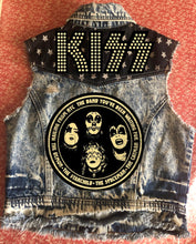 Load image into Gallery viewer, KISS Stars 'n' Stripes Denim Cut-Off Patch Jacket Love Gun Destroyer