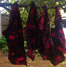 Load image into Gallery viewer, Slayer Girls' Reign In Blood Red Tie-Bleach Patch Battle Jacket Cut-Off Denim