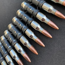 Load image into Gallery viewer, Bullet Belt: Genuine Metal Silver 5.56 Calibre with Copper Heads