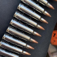 Load image into Gallery viewer, Bullet Belt: Genuine Metal Silver 5.56 Calibre with Copper Heads