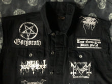 Load image into Gallery viewer, Black Metal Battle Jacket Cut-Off Denim Vest Mayhem Bathory Darkthrone Immortal Taake