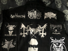 Load image into Gallery viewer, Black Metal Battle Jacket Cut-Off Denim Vest Mayhem Bathory Darkthrone Immortal Taake