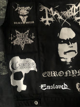 Load image into Gallery viewer, Black Metal Battle Jacket Cut-Off Denim Vest Mayhem Bathory Darkthrone Immortal Taake