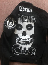 Load image into Gallery viewer, Misfits Fiend Club For Life Crimson Ghost Black Denim Vest Cut-Off Battle Jacket Horror Punk
