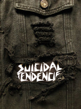 Load image into Gallery viewer, Distressed Punk Rock Black Denim Vest Cut-Off Battle Jacket Slashed Shredded + Studs/Spikes Option