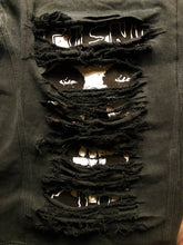 Load image into Gallery viewer, Distressed Punk Rock Black Denim Vest Cut-Off Battle Jacket Slashed Shredded + Studs/Spikes Option