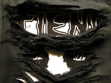 Load image into Gallery viewer, Distressed Punk Rock Black Denim Vest Cut-Off Battle Jacket Slashed Shredded + Studs/Spikes Option