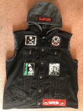 Load image into Gallery viewer, Rancid Punx Hooligans Punk Rock Denim Cut-Off Hooded Battle Jacket