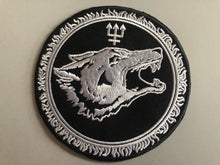 Load image into Gallery viewer, Watain Wolves Black Metal Militia Denim Cut-Off Battle Jacket Vest To The Death Trident Wolf Eclipse