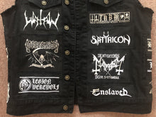 Load image into Gallery viewer, Black Metal Battle Jacket Cut-Off Denim Vest Darkthrone Watain Bathory Satyricon Immortal