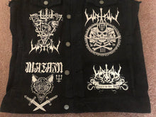 Load image into Gallery viewer, Watain Filth-Splattered Battle Jacket Distressed Black Metal Rocker Patch Denim Cut-Off