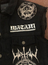 Load image into Gallery viewer, Watain Filth-Splattered Battle Jacket Distressed Black Metal Rocker Patch Denim Cut-Off