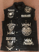 Load image into Gallery viewer, Watain Filth-Splattered Battle Jacket Distressed Black Metal Rocker Patch Denim Cut-Off
