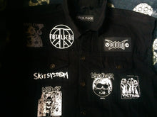 Load image into Gallery viewer, Distressed Punk Rock Slashed Shredded Battle Jacket Mega Patch Cut-Off Denim Vest + Studs & Spikes option