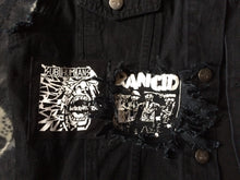 Load image into Gallery viewer, Distressed Punk Rock Black Denim Vest Cut-Off Battle Jacket Slashed Shredded + Studs/Spikes Option
