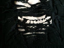 Load image into Gallery viewer, Distressed Punk Rock Black Denim Vest Cut-Off Battle Jacket Slashed Shredded + Studs/Spikes Option