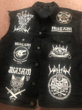Load image into Gallery viewer, Total Watain Patch Battle Jacket Black Metal Denim Cut-Off Trident Wolf Eclipse To The Death FTW 13
