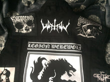 Load image into Gallery viewer, Black Metal Battle Jacket Cut-Off Denim Vest Satanic Warmaster Gorgoroth Archgoat Enslaved Mayhem