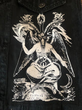Load image into Gallery viewer, The Satanic Jacket: Hack Off Your Sleeves For Satan! Black Denim Cut-Off Battle Jacket