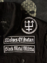 Load image into Gallery viewer, Watain Wolves Black Metal Militia Denim Cut-Off Battle Jacket Vest To The Death Trident Wolf Eclipse