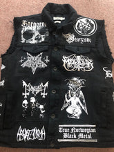 Load image into Gallery viewer, True Scandinavian Black Metal Battle Jacket Cut-Off Denim Vest Burzum Mayhem Darkthrone Taake
