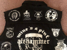 Load image into Gallery viewer, Distressed Punk Rock Slashed Shredded Battle Jacket Mega Patch Cut-Off Denim Vest + Studs & Spikes option