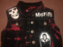 Load image into Gallery viewer, Misfits Fiend Club Punk Girls' Black 'n' Crimson (Ghost) Tie-Bleach Denim Cut-Off Jacket