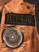 Load image into Gallery viewer, Nirvana Girls' Black 'n' Bleach Denim Cut-Off Patch Jacket Come As You Are Vestibule