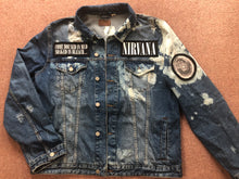 Load image into Gallery viewer, Nirvana Blue 'n' Bleach Denim Patch Jacket Vestibule Circles Hell Come As You Are