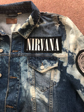 Load image into Gallery viewer, Nirvana Blue 'n' Bleach Denim Patch Jacket Vestibule Circles Hell Come As You Are