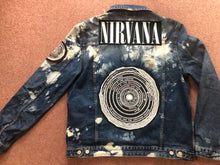 Load image into Gallery viewer, Nirvana Blue 'n' Bleach Denim Patch Jacket Vestibule Circles Hell Come As You Are