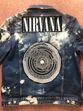 Load image into Gallery viewer, Nirvana Blue 'n' Bleach Denim Patch Jacket Vestibule Circles Hell Come As You Are