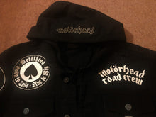 Load image into Gallery viewer, Motörhead Road Crew Distressed Slashed Hooded Denim Jacket Ace Of Spades
