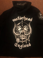 Load image into Gallery viewer, Motörhead Road Crew Distressed Slashed Hooded Denim Jacket Ace Of Spades