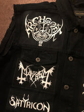 Load image into Gallery viewer, Black Metal Battle Jacket Cut-Off Denim Vest Bathory Hordes Rocker +10 Marduk Mayhem Emperor