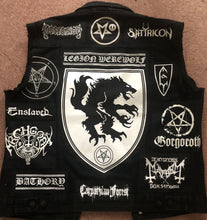 Load image into Gallery viewer, Legion Werewolf X Wolves Of Satan Black Metal Battle Jacket Cut-Off Denim Vest Satanic Warmaster Watain