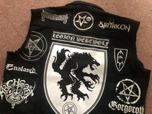 Load image into Gallery viewer, Legion Werewolf X Wolves Of Satan Black Metal Battle Jacket Cut-Off Denim Vest Satanic Warmaster Watain