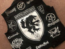 Load image into Gallery viewer, Black Metal Battle Jacket Cut-Off Denim Vest Satanic Warmaster Gorgoroth Archgoat Enslaved Mayhem