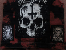 Load image into Gallery viewer, Slayer Raining Blood Red Tie-Bleach Patch Battle Jacket Cut-Off Denim